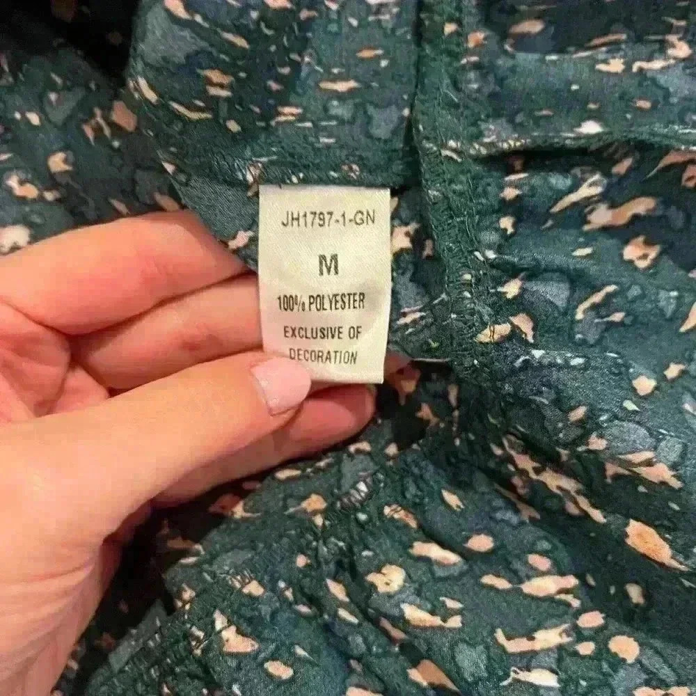 Thml Lori Print Tiered Flutter Sleeve Teal Top - image 4